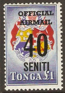 Tonga 1967 40s on 1 Official Airmail Series. SGO22.