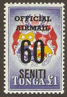 Tonga 1967 60s on 1 Official Airmail Series. SGO23.