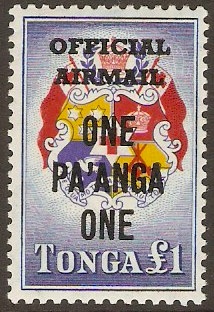 Tonga 1967 1p on 1 Official Airmail Series. SGO24.