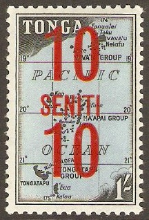 Tonga 1968 10s on 1s Surcharge Series. SG237.