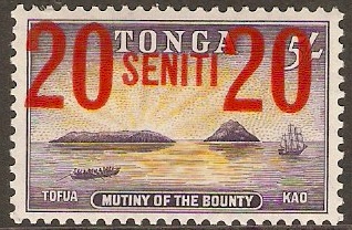 Tonga 1968 20s on 5s Surcharge Series. SG238.