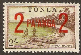 Tonga 1968 2p on 2s Surcharge Series. SG239.