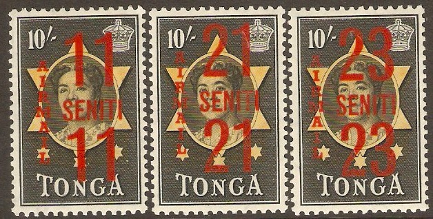 Tonga 1968 Surcharged Airmail Set. SG240-SG242.