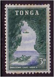 Tonga 1953 3d Blue and deep bluish green. SG104.