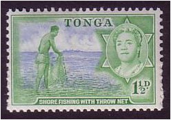Tonga 1953 1d Blue and emerald. SG102.