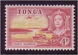 Tonga 1953 4d Yellow and deep rose-carmine. SG106.