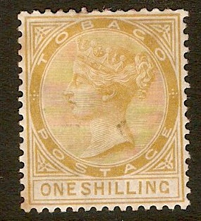 Tobago 1885 1s Pale olive-yellow. SG24a.