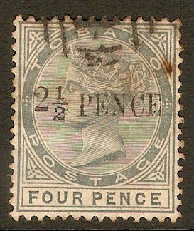 Tobago 1891 2d on 4d Grey. SG31.
