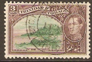 Trinidad & Tobago 1938 3c Green and purple-brown. SG248a.