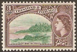 Trinidad & Tobago 1953 3c Deep emerald and purple-brown. SG269.