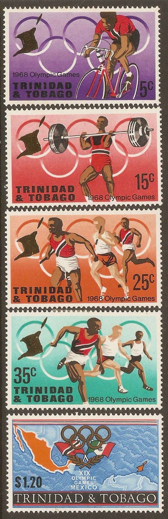 Trinidad & Tobago 1968 Olympic Games Set. SG334-SG338.