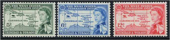 Trinidad & Tobago 1958 Federation Set. SG281-SG283. - Click Image to Close