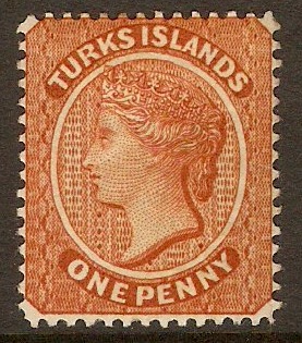 Turks Islands 1881 1d Brown-red. SG49.