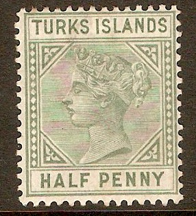 Turks Islands 1882 d Blue-green. SG53.