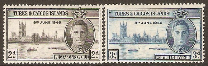 Turk and Caicos 1946 Victory Set. SG206-SG207.