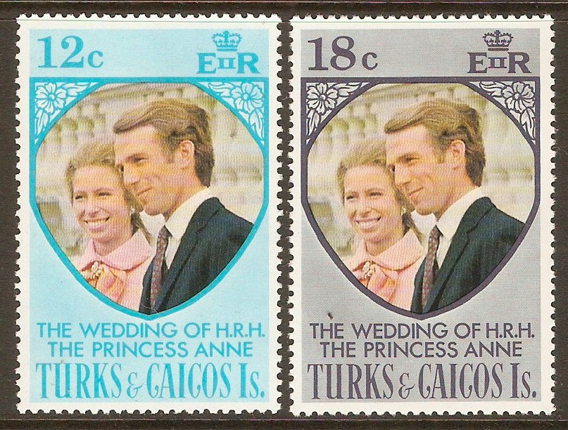 Turks and Caicos 1973 Royal Wedding Set. SG403-SG404.