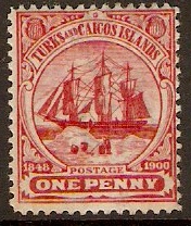 Turks and Caicos 1900 1d Red. SG102.