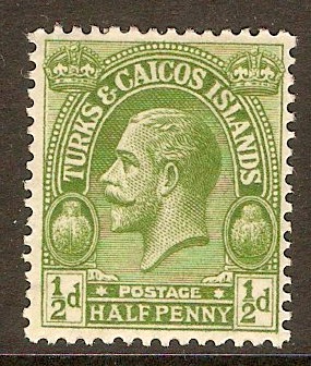 Turks and Caicos 1922 d Yellow-green. SG163.