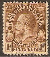 Turks and Caicos 1928 1d Brown. SG177.