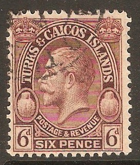 Turks and Caicos 1928 6d Purple. SG182.