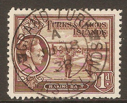 Turks and Caicos 1938 1d Red-brown. SG196.