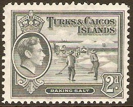 Turks and Caicos 1938 2d Grey. SG198.