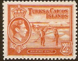 Turks and Caicos 1938 2d Orange. SG199a.