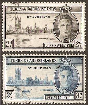 Turks and Caicos 1946 Victory Set. SG206-SG207.