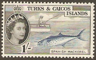 Turks and Caicos 1957 1s Deep blue and black. SG246.