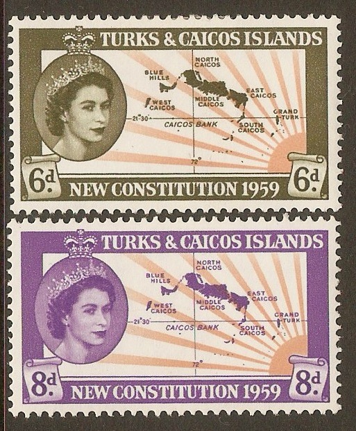 Turks and Caicos 1959 New Constitution set. SG251-SG252.
