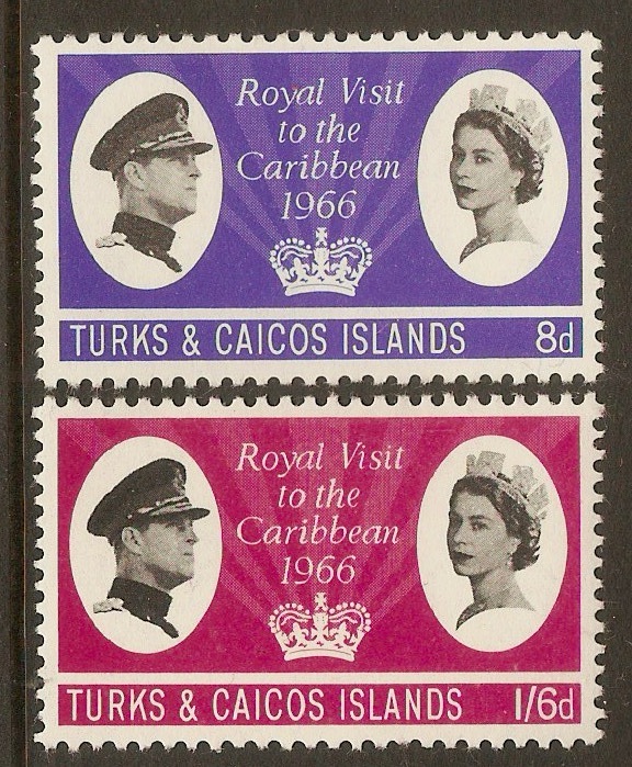 Turks and Caicos 1966 Royal Visit set. SG266-SG267.