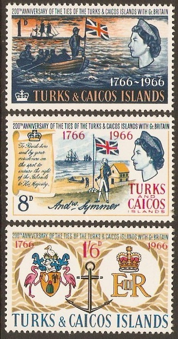 Turks and Caicos 1966 "Ties with Britain" Set. SG268-SG270.