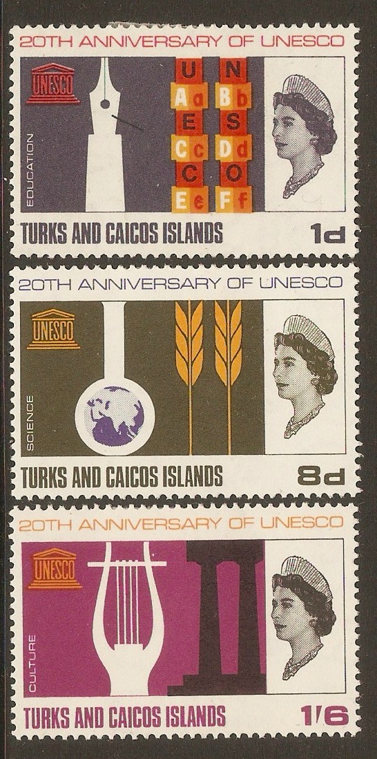Turks and Caicos 1966 UNESCO Anniversary set. SG271-SG273.