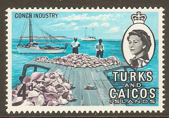 Turks and Caicos 1967 4d Conch Industry Stamp. SG278.