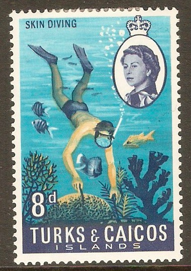Turks and Caicos 1967 8d Skin-diving Stamp. SG280.
