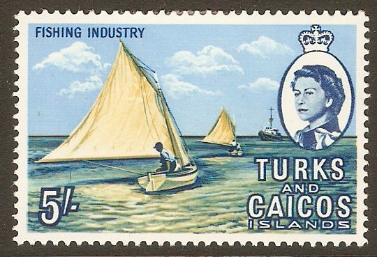 Turks and Caicos 1967 5s Fishing Industry Stamp. SG285.