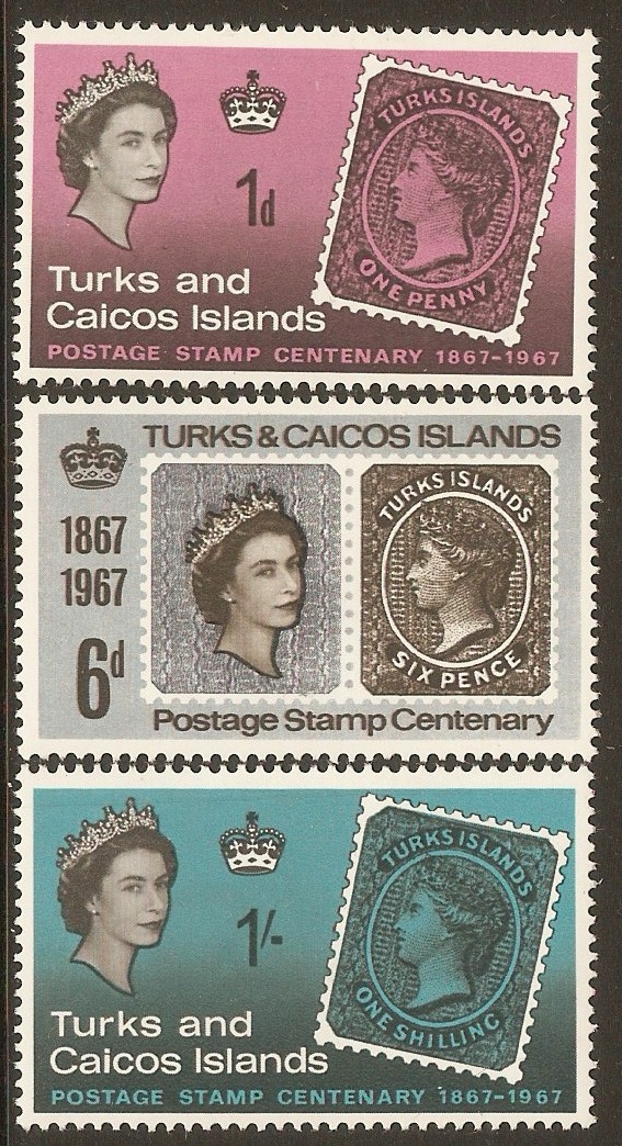 Turks and Caicos 1967 Stamp Centenary set. SG288-SG290.