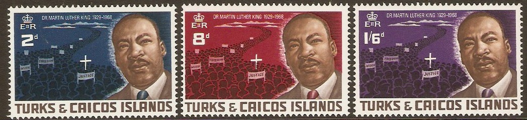 Turks and Caicos 1968 Martin Luther King set. SG294-SG296