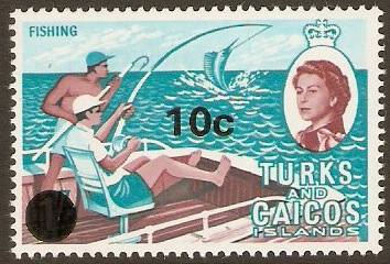 Turks and Caicos 1969 10c on 1s Decimal overprint series. SG305.
