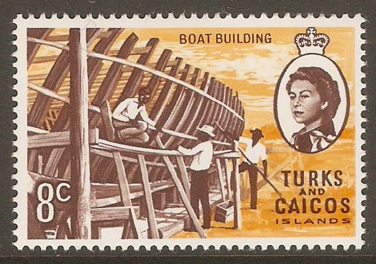 Turks and Caicos 1971 8c Boat Building Stamp. SG339.