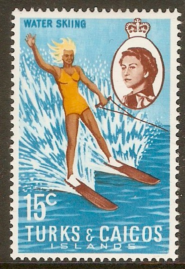 Turks and Caicos 1971 15c Water-skiing Stamp. SG341.
