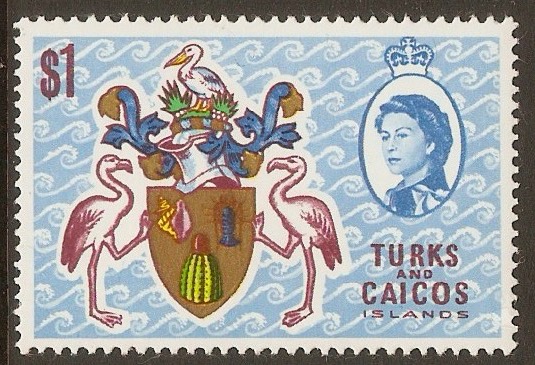 Turks and Caicos 1971 $1 Arms Stamp. SG345.