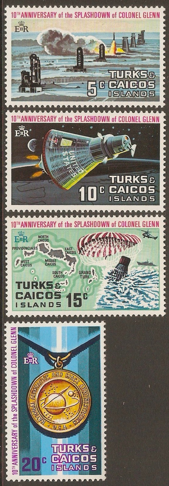 Turks and Caicos 1972 Spaceflight Anniversary set. SG361-SG364.