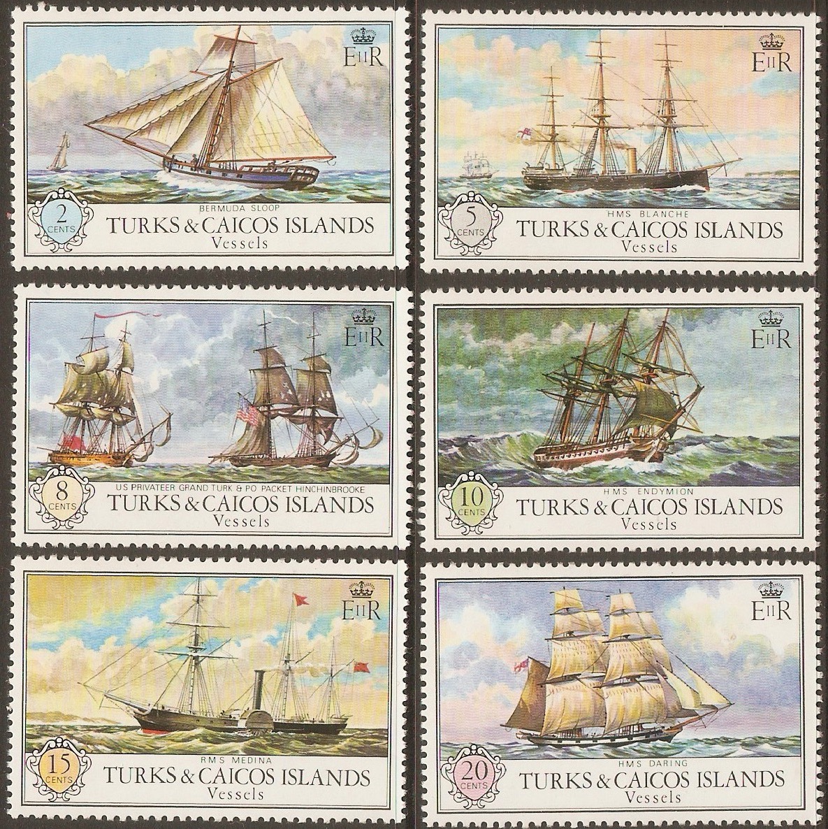 Turk and Caicos Islands 1973 Vessels set. SG396-SG401.
