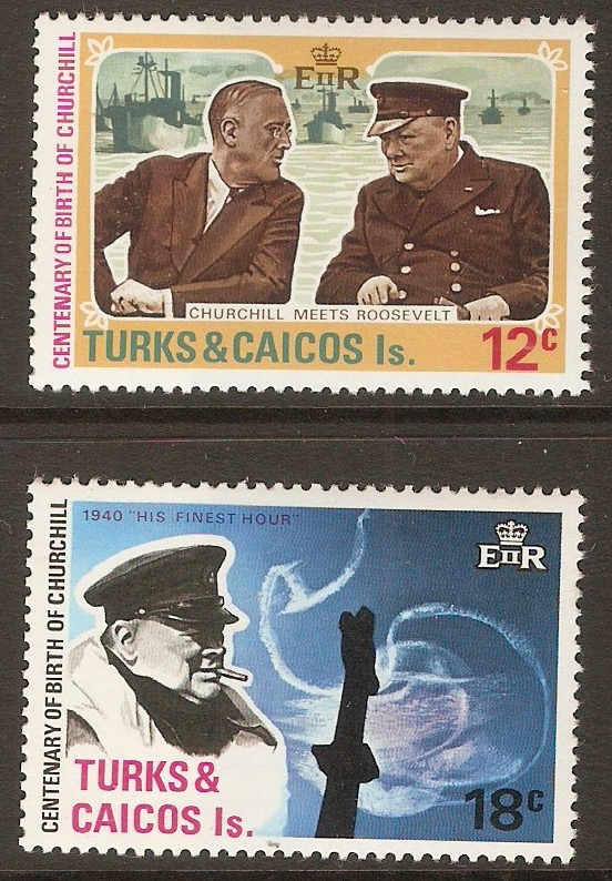 Turks and Caicos 1974 Churchill Centenary set. SG430-SG431.