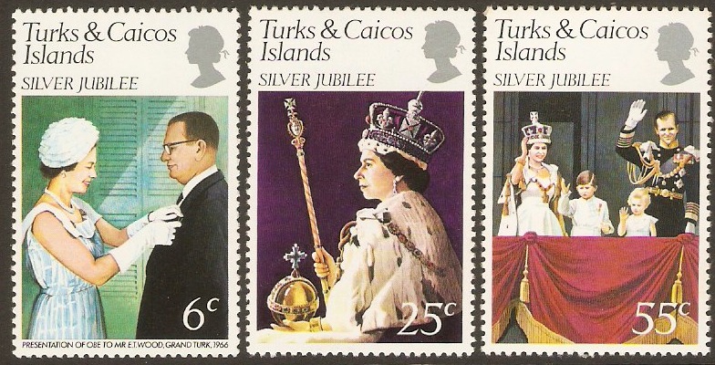 Turks and Caicos 1977 Silver Jubilee Stamps Set. SG472-SG474.