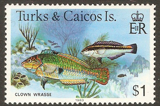 Turks and Caicos 1978 $1 Fishes Series. SG526A.