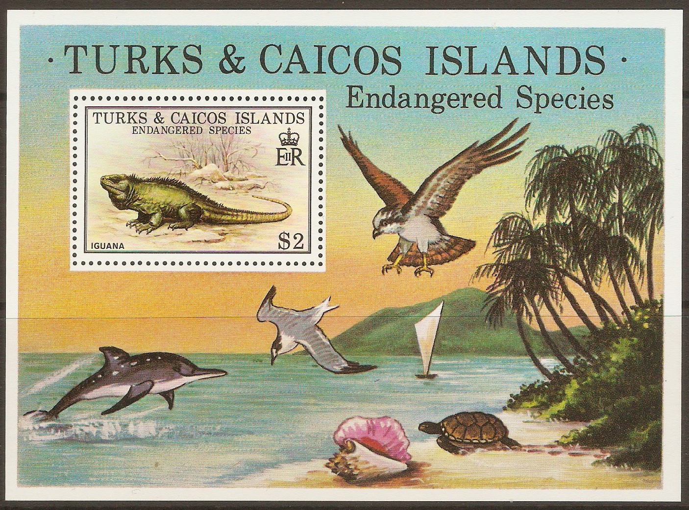 Turk and Caicos 1978 $2 Endangered Species sheet. SGMS539.