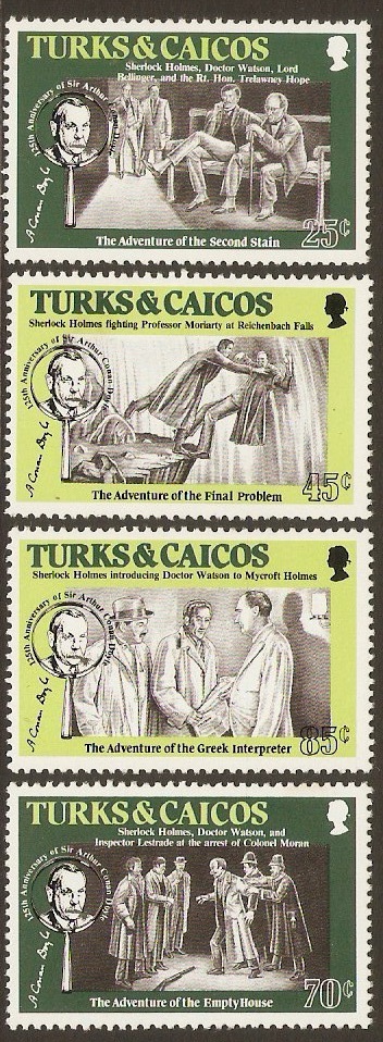 Turks and Caicos 1984 Conan Doyle Commemoration Set. SG813-816.