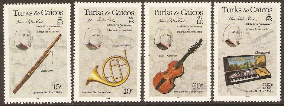 Turks and Caicos 1985 Bach Commemoration Set. SG863-SG866.
